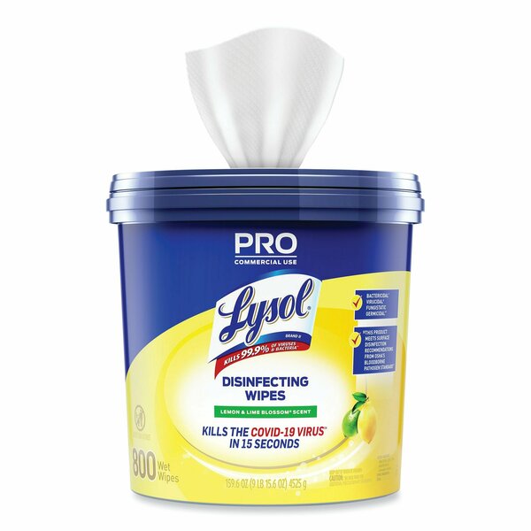 Professional Disinfecting Wipe Bucket, 1-Ply, 6 x 8, Lemon and Lime Blossom, White, 800 Wipes, PK2