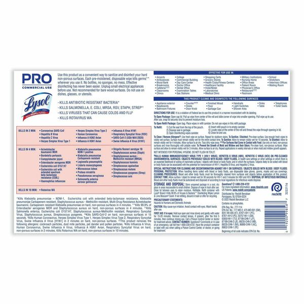 Professional Disinfecting Wipe Bucket, 1-Ply, 6 x 8, Lemon and Lime Blossom, White, 800 Wipes, PK2