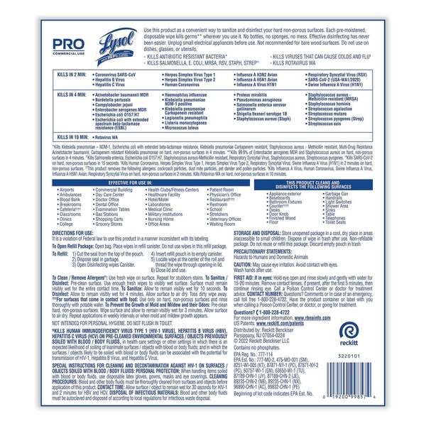 Pro Disinfecting Wipe Bucket Refill, 1-Ply, 6 x 8, Lemon and Lime Blossom, White, 800 Wipes, PK2