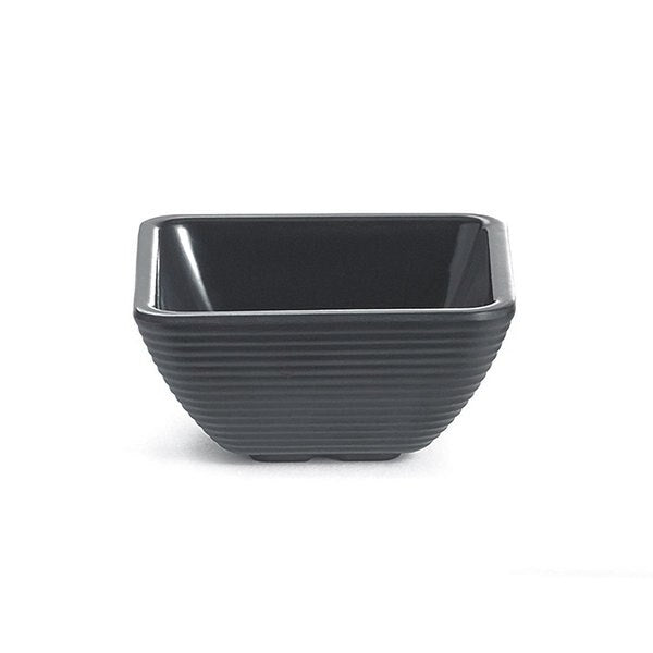 Sq Blk Ribbed Ramekin, Melmn, 3OZ