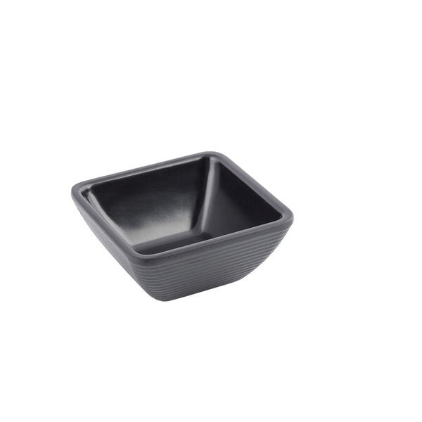 Sq Blk Ribbed Ramekin, Melmn, 3OZ