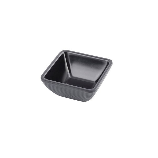 Sq Blk Ribbed Ramekin, Melmn, 3OZ