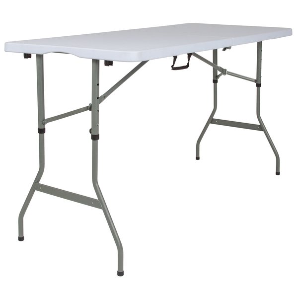 Rectangle Bi-Fold Table, Plstc, White, Adj., 30