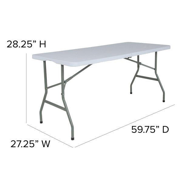 Rectangle Bi-Fold Granite White Plastic Folding Ta, 27.25