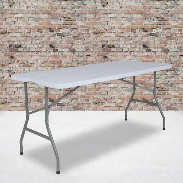 Rectangle Bi-Fold Granite White Plastic Folding Ta, 27.25