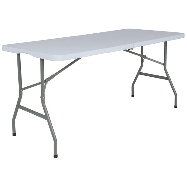 Rectangle Bi-Fold Granite White Plastic Folding Ta, 27.25
