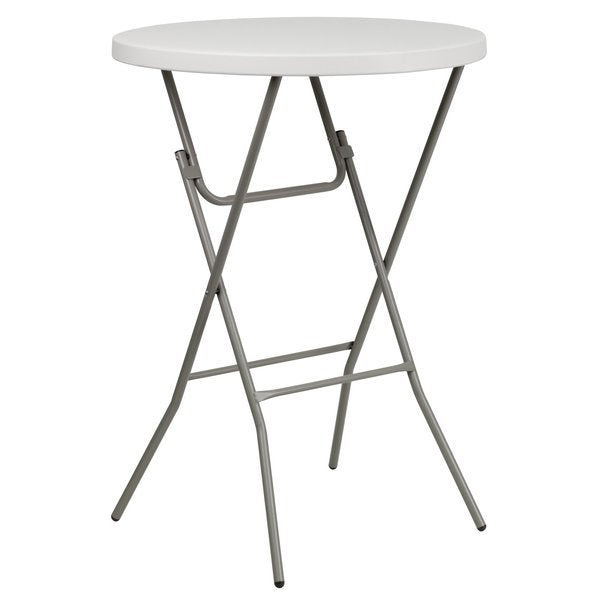 Round Fold Bar Table, Plastic, Rnd, White, 32