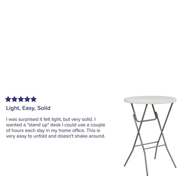 Round Fold Bar Table, Plastic, Rnd, White, 32