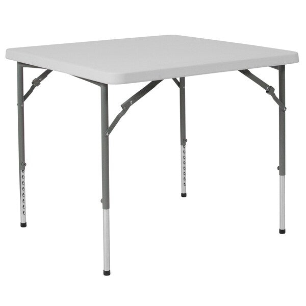 Square Folding Table, Plastc, 34'' Sqr, Adj, Wht, 33.5