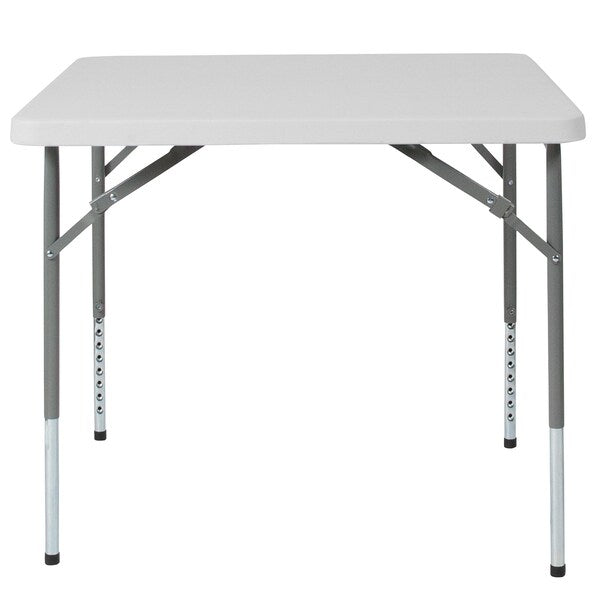Square Folding Table, Plastc, 34'' Sqr, Adj, Wht, 33.5