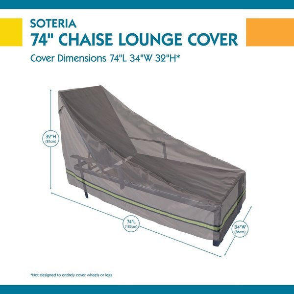 Soteria Grey RainProof Patio Chaise Lounge Cover, 34