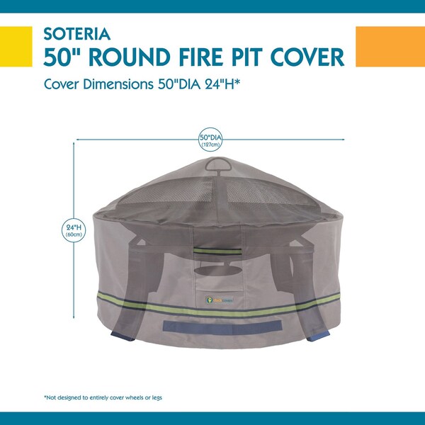 Soteria Grey RainProof Patio Round Fire Pit Cove, 50