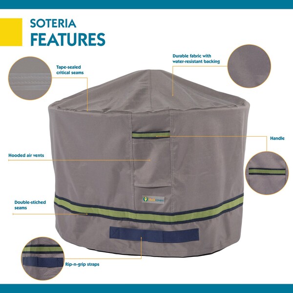 Soteria Grey RainProof Patio Round Fire Pit Cove, 50