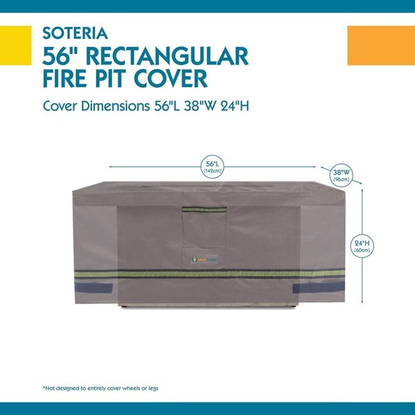 Soteria Grey RainProof Patio Rect. Fire Pit Cove, 56