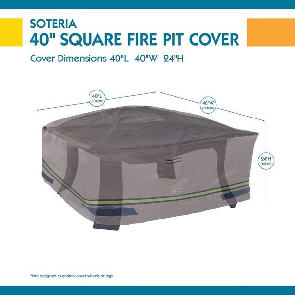 Soteria Grey RainProof Patio Square Fire Pit Cover, 40