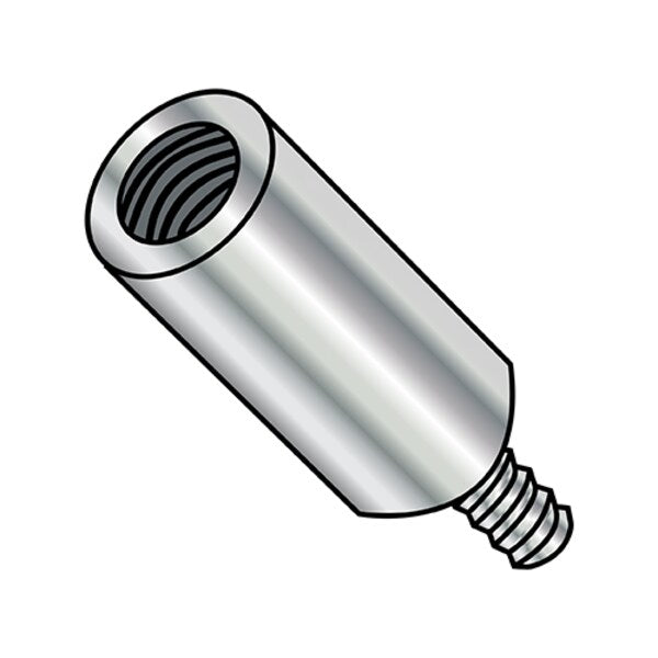 Round Standoffs, #8-32 Thrd Sz, 7/8 in Bd L, Brass Nickel Plated, 1/4 in OD