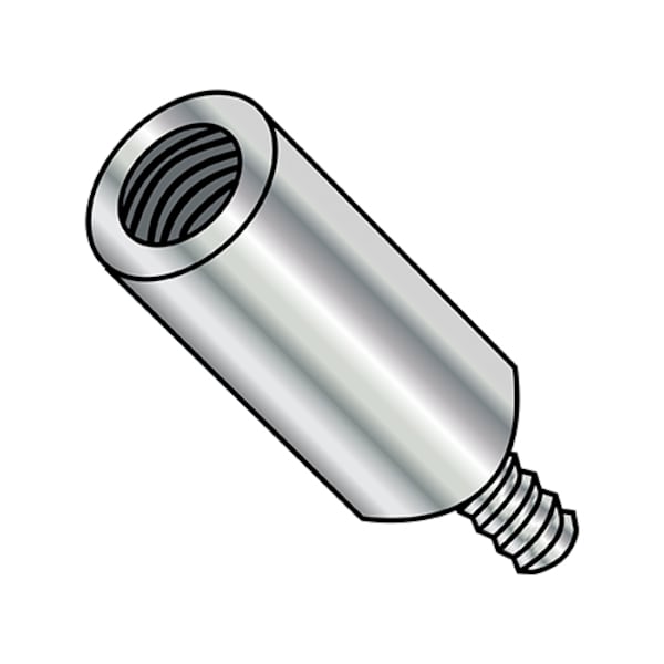 Round Standoffs, #4-40 Thrd Sz, 1 in Bd L, Brass Nickel Plated, 1/4 in OD