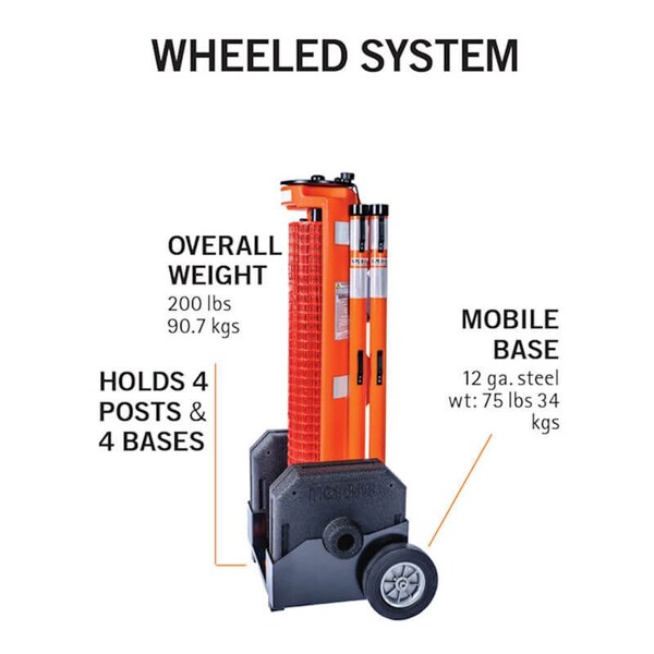 Outdoor Portable Barrier System, 50Ft Wheeled System
