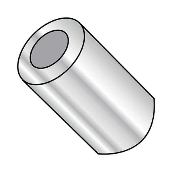 Round Spacer, Plain Aluminum, 1/8 in Overall Lg, #4 Inside Dia