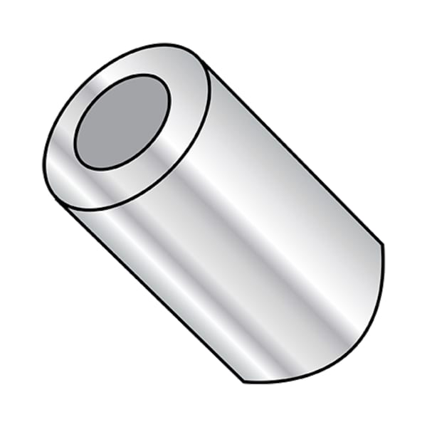 Round Spacer, Plain Aluminum, 1/8 in Overall Lg, #4 Inside Dia