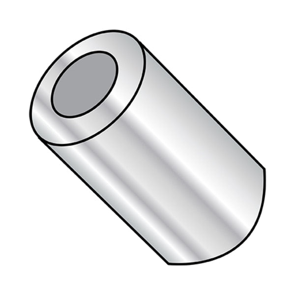 Round Spacer, #6 Screw Size, Aluminum, 15/16 in Overall Lg
