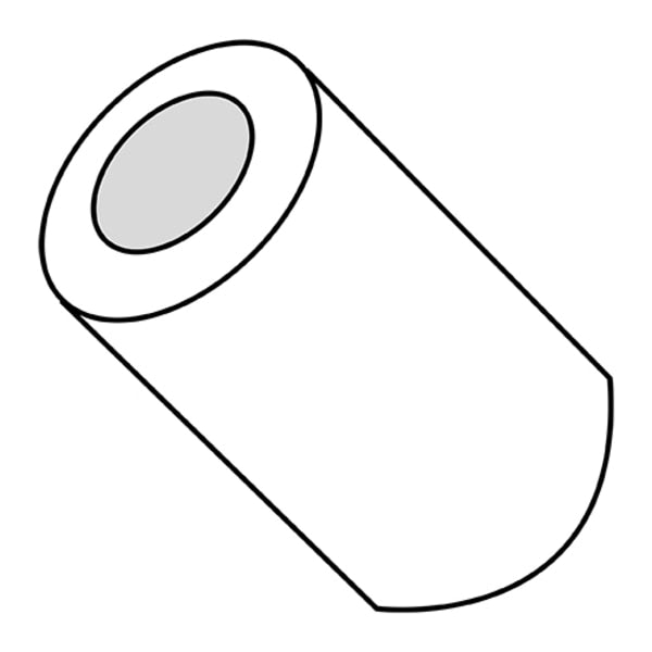 Round Spacer, #2 Screw Size, Nylon, 7/16 in Overall Lg