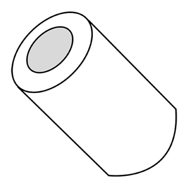 Round Spacer, #2 Screw Size, Nylon, 7/8 in Overall Lg