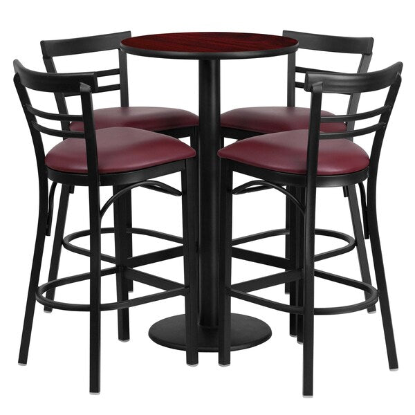 Mahgny Bar Table, Rnd Base, Burg Seats, 24