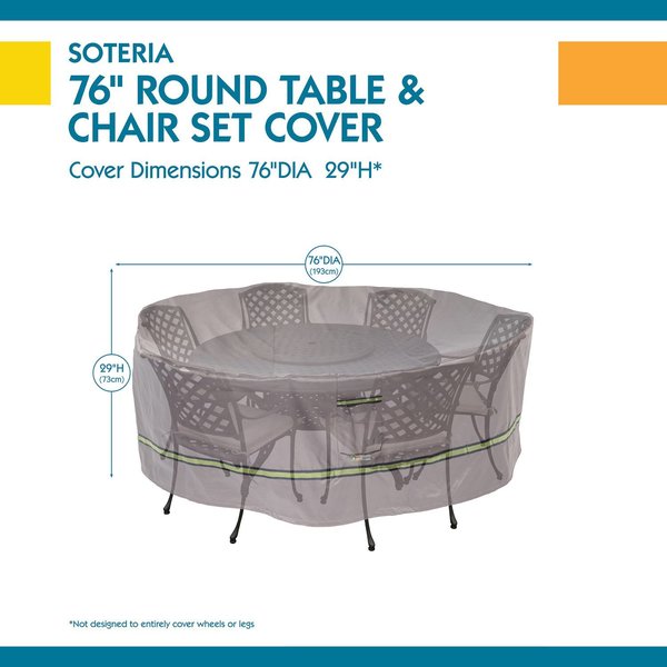 Soteria Grey RainProof Patio Round Table Set Cover, 76