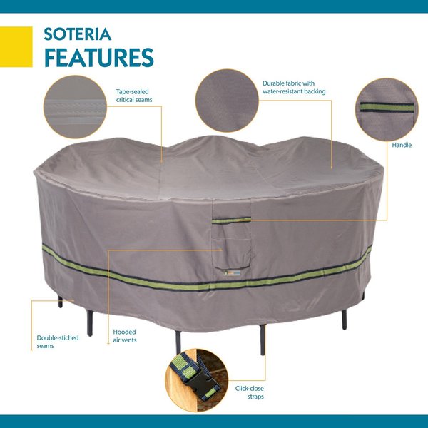 Soteria Grey RainProof Patio Round Table Set Cover, 76