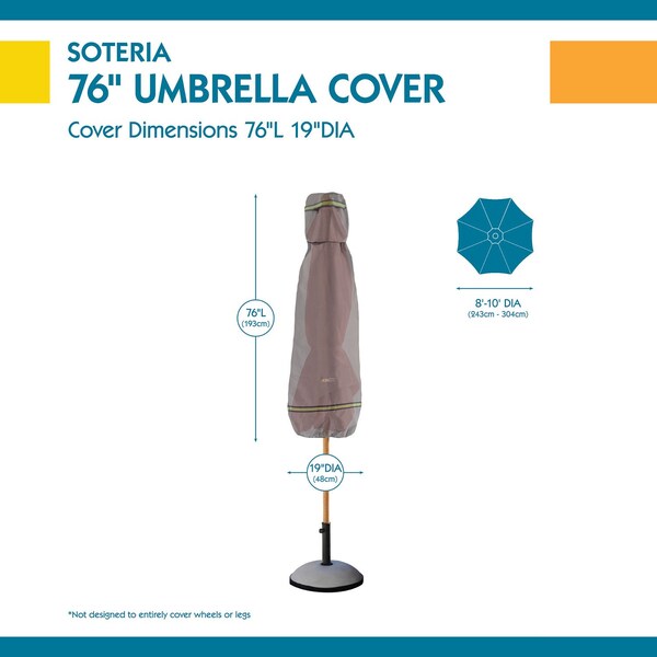Soteria Grey RainProof Patio Umbrella Cover, 19