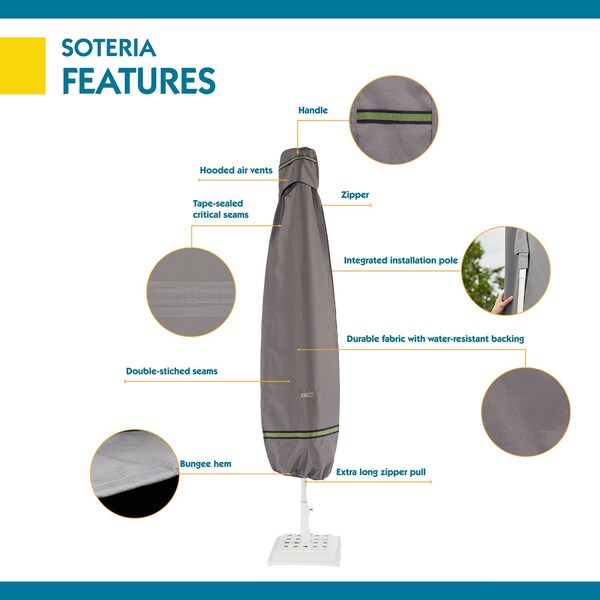Soteria Grey RainProof Patio Umbrella Cover, 19