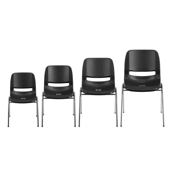 Stack Chair, Chrome Frame, Black, 14