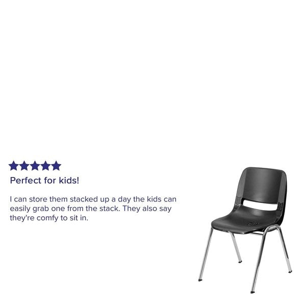 Stack Chair, Chrome Frame, Black, 14