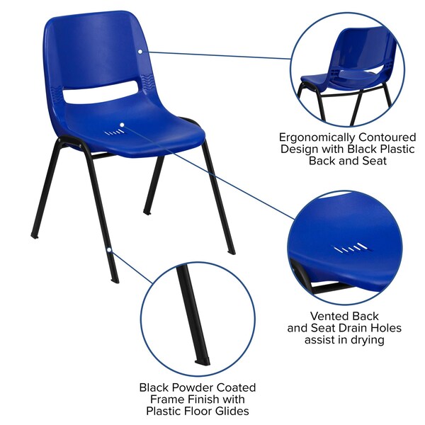 Stack Chair, Navy w/ Black Frame, 14