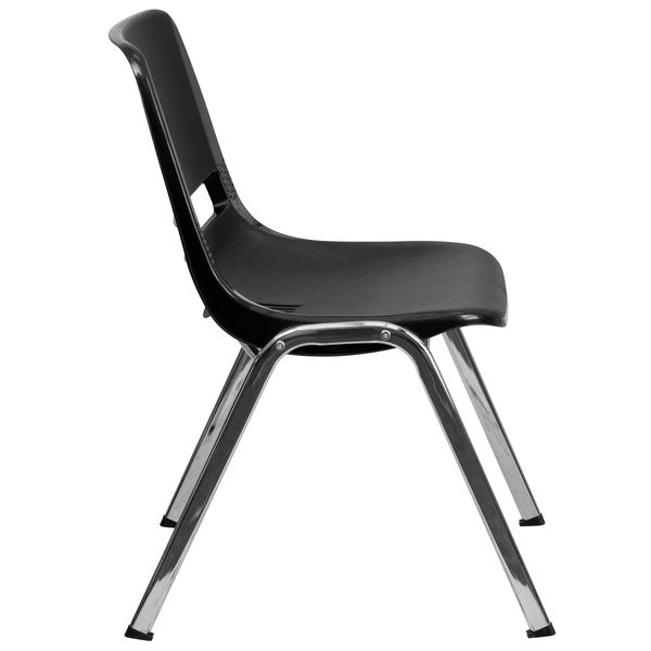 Stack Chair, Chrome Frame, Black, 16
