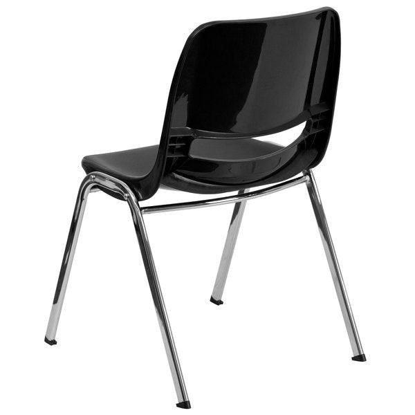 Stack Chair, Chrome Frame, Black, 16