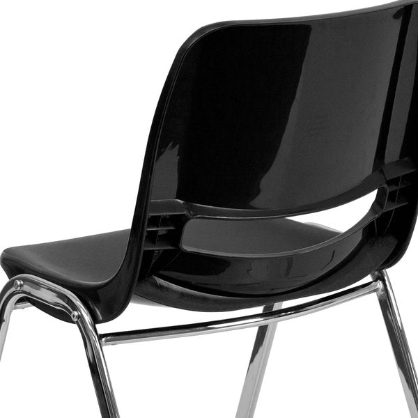Stack Chair, Chrome Frame, Black, 16