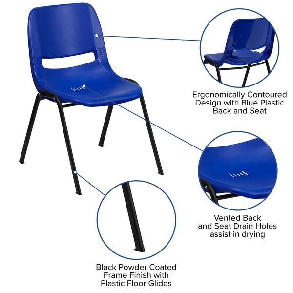 Stack Chair, Navy w/ Black Frame, 16