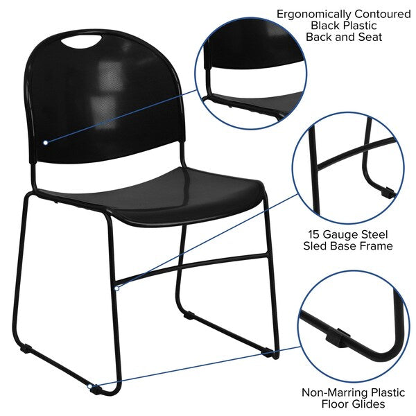 Stack Chair, Frame, Black, 800 lb. Capacity