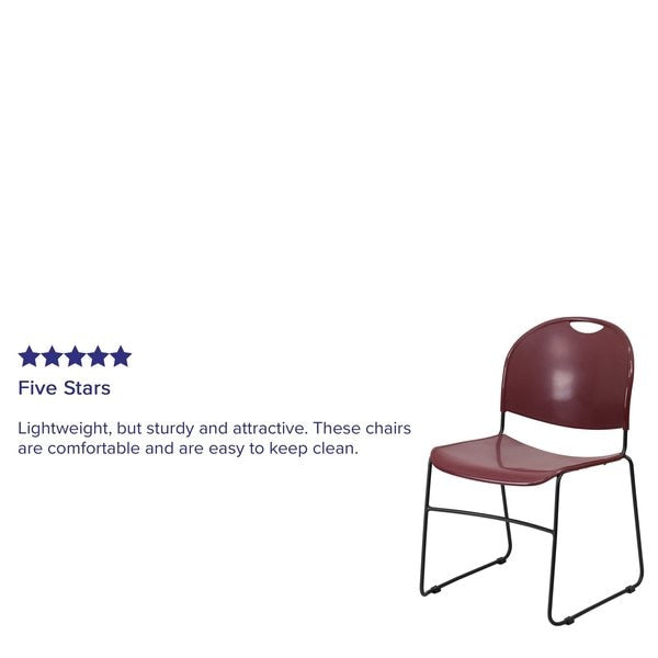 Burgundy Plastic Sled Stack Chair