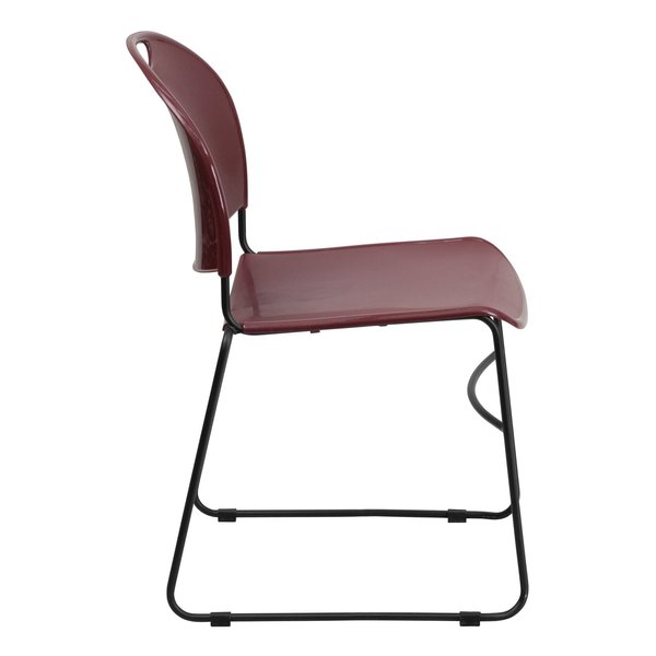 Burgundy Plastic Sled Stack Chair