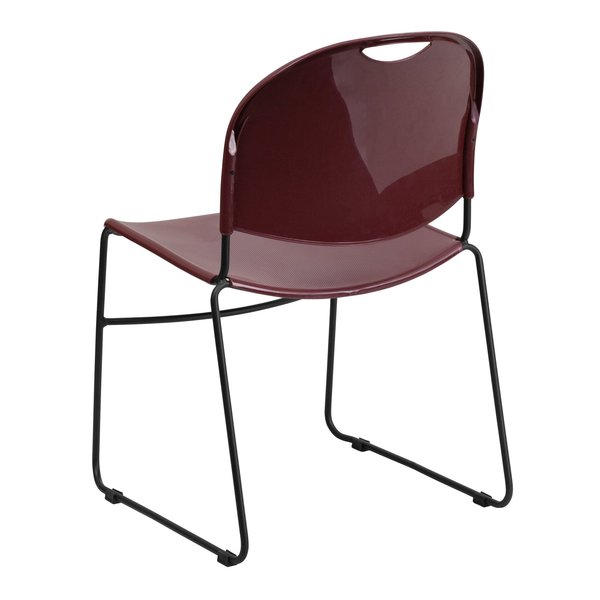 Burgundy Plastic Sled Stack Chair