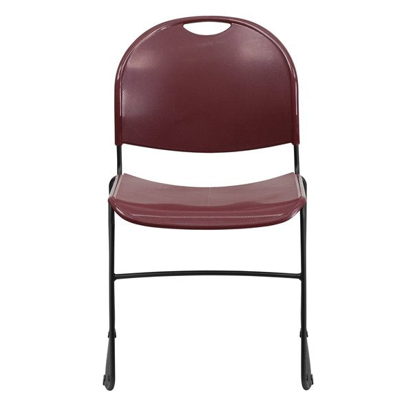 Burgundy Plastic Sled Stack Chair