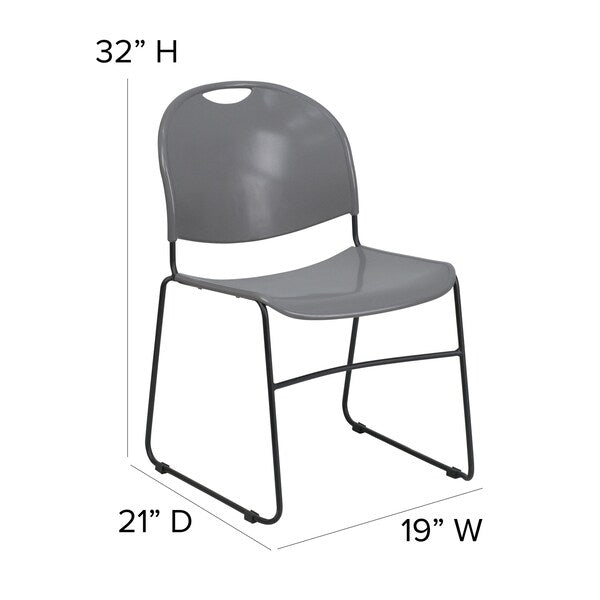 Stack Chair, Gray w/ Black Frame