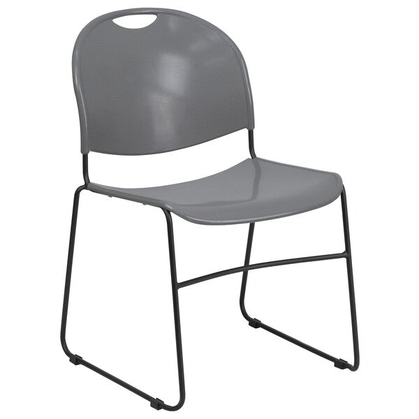 Stack Chair, Gray w/ Black Frame