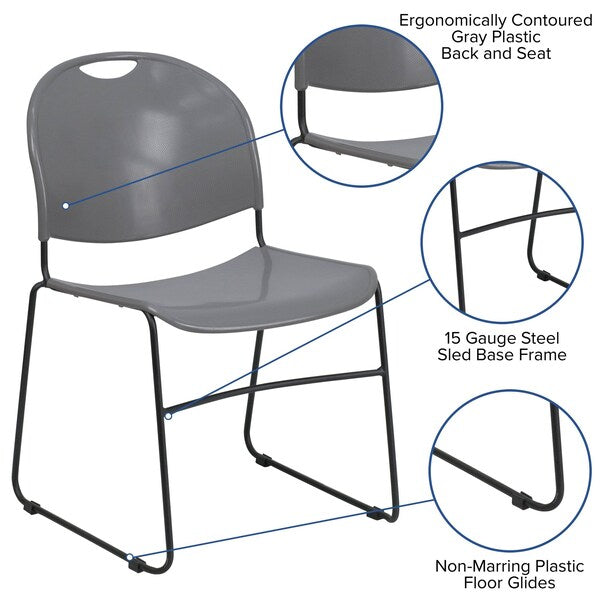 Stack Chair, Gray w/ Black Frame