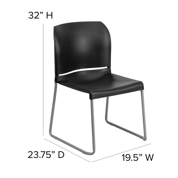 Black Plastic Sled Stack Chair
