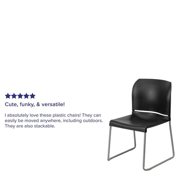 Black Plastic Sled Stack Chair