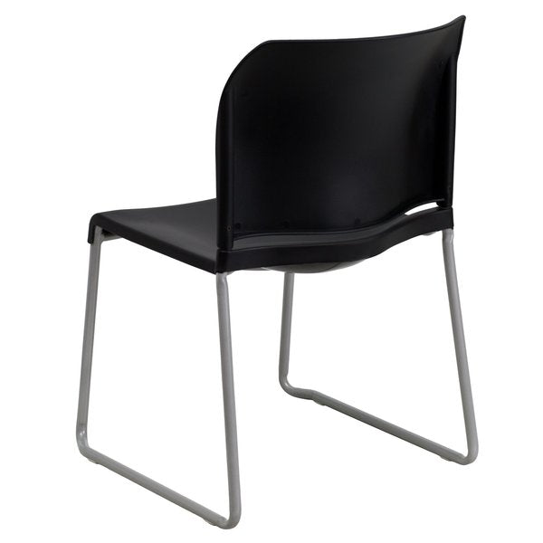 Black Plastic Sled Stack Chair